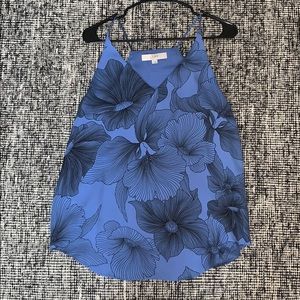 loft small blue and black floral tank top
